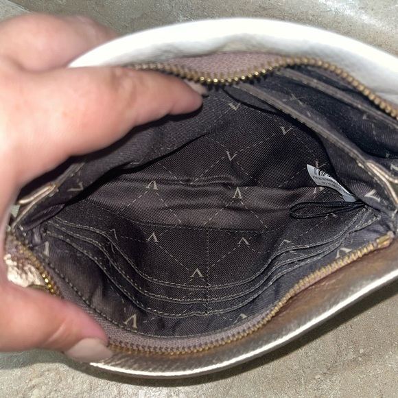 Vince Camuto New York Tan and Gold Wristlet Clutch Modern Design - Picture 9 of 13